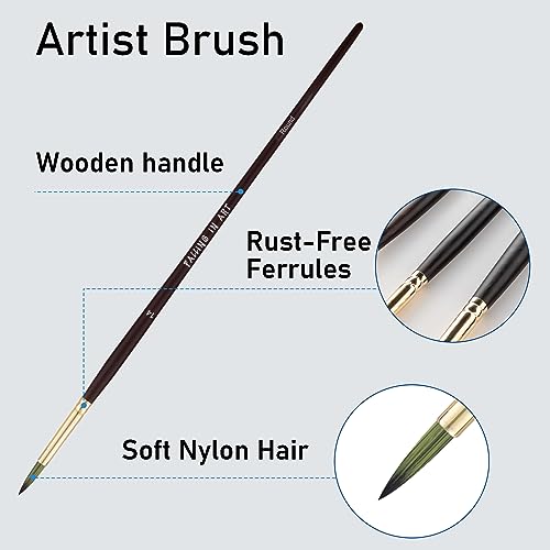 Falling in Art 9 PCS Long Handle Round Paint Brushes Set - style: Round