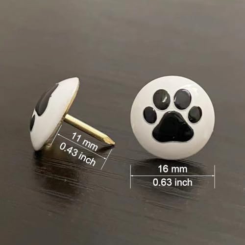 100PCS Flat Upholstery Tacks with Paw Pattern D16mm White - color: 16mm White