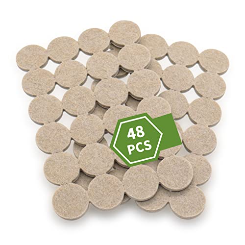 Felt Furniture Pads for Hardwood Floors 48 PCS, 1" Round, Beige - size: 48PCS 1 inch Round Beige
