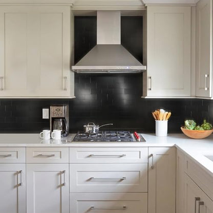 Vamos Tile 100-Pack Peel and Stick Backsplash Tile,3" x 6" Subway Tile - color: Brushed Black