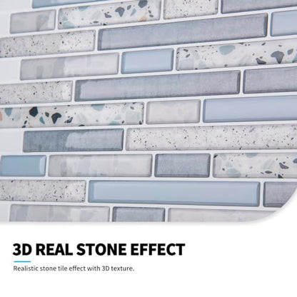 Art3d Peel and Stick Stone Wall Tile, 11.8 x 11.8 in, 10-Sheet, Light Blue - color: Light Blue