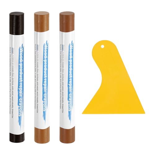 uxcell 3Pcs Wood Filler Sticks, Furniture Scratch Repair Wax Crayons Furniture Touch Up Markers Wood Repair Wax Kit with Spatula for Wood Furniture, 3 Colors Mixed Wood Tones Series - color: Mixed Wood Tones Series