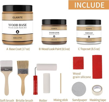 GLAINTE Wood Look Paint, English Oak, 30 sq.ft Coverage - color: English Oak, size: 34 Fl Oz (Pack of 1)