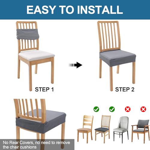 Smiry Waterproof Seat Covers for Dining Room Chairs, Set of 2 - color: Grey, size: Set of 2
