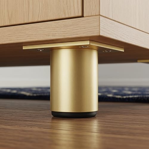 4 Pcs 2 Inch Round Adjustable Aluminum Alloy Furniture Legs, Heavy Duty Support for Cabinet Table Sofa Chair Bed Desk, Replacement Feet for Shelves & DIY Projects, Gold - color: Gold