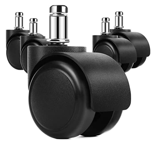 Office Chair Wheels Grykot Chair Wheels Replacement 5-Pack, Office Chair Casters Heavy Duty Replacement for Hardwood Floors and Carpet, 2 inch Fits 99%, Black