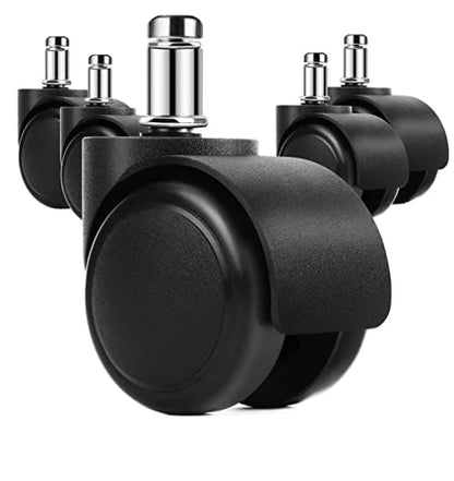Office Chair Wheels Grykot Chair Wheels Replacement 5-Pack, Office Chair Casters Heavy Duty Replacement for Hardwood Floors and Carpet, 2 inch Fits 99%, Black