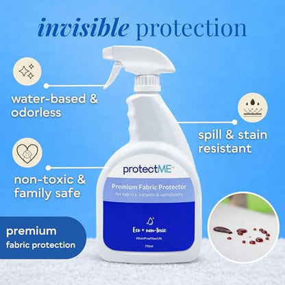 protectME Fabric Protector and Stain Resistant Spray - Upholstery Fabric Spray for Stain Guard for Carpet, Shoes, Couch, Sofa - Non Toxic Water Based Furniture Protector - 25.4 Fl. Oz. - style: 25.4 Fl Oz