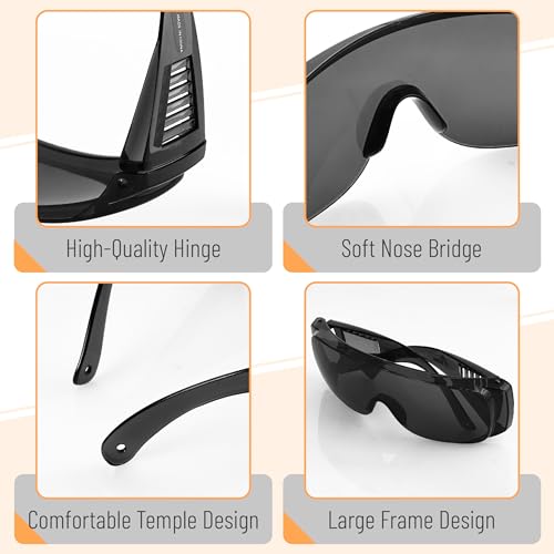UNCO- Safety Goggles Over Glasses, Protective Goggles, Anti Fog, Work, Safety Glasses Over - color: Tinted Lens, size: 1 Pack