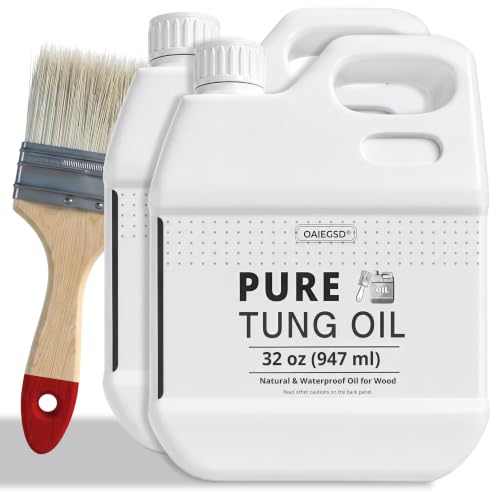 64oz 100% Pure Tung Oil with Brush, Food Safe Waterproof Low Odor - size: 64 Fl Oz