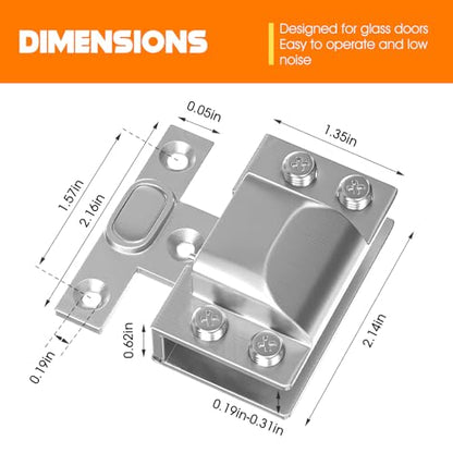 Glass Door Hinges,Soft Close,304 Steel for 5-8mm Thick Glass Door - color: Silver