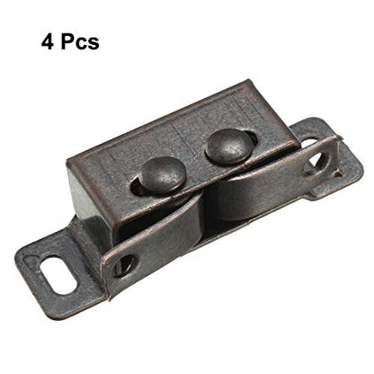uxcell Retro Wardrobe Door Iron Double Ball Roller Catch Latch, Copper Tone 4pcs