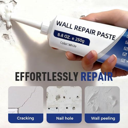 Wall Repair Pastes, Wall Repair Kit with Scraper Squeeze Nozzle, Wall Mending Agent for Filling Cracks and Holes