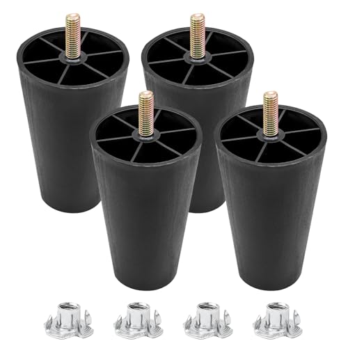 Luomorgo 4 Inch Plastic Table Legs, Black Couch Leg, 4 Pcs - color: Round Tapered, size: 4 Inch
