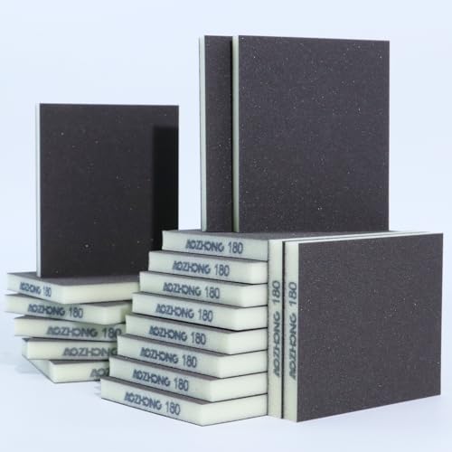 18pcs Sanding Sponge 180 grit Soft Sanding Block Washable and Reusable, Double-Sided Sponge Sanding Blocks Wet Dry Sandpaper Pad for Wood Metal FurniturePaint - style: 180 Grit 18pcs