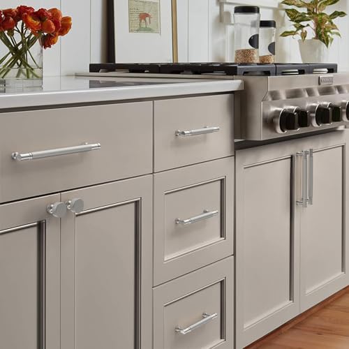 Brushed Nickel Knurled Cabinet Handles Kitchen Pulls 7.5 Inch 10 Pack - color: Brushed Satin Nickel, size: 7.5" Hole Center