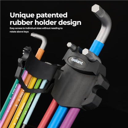 Sae Allen Wrenches Sets 13pcs, Extra Long Arm Allen Key Set with Ball End, Crafted Hex Key Set with Color Coded Sleeves, Unique Patented Holder Design for Magnetizing and Demagnetizing - size: 13PCS (SAE)