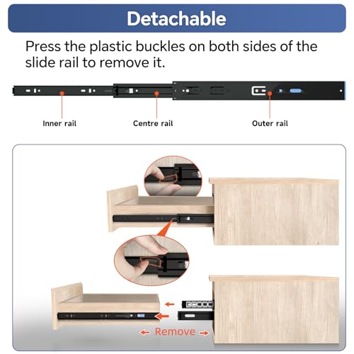 18 Inch Push to Open and Soft Close Drawer Slides,Full Extension,1 Pair - size: 18 Inch