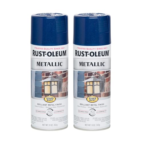 Rust-Oleum Stops Rust Metallic Spray Paint, Cobalt Blue - color: Cobalt Blue, size: 11 Ounce (Pack of 2)