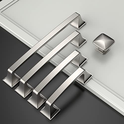 Amerdeco 10 Pack Kitchen Cabinet Handles Brushed Satin Nickel Cabinet Pulls 3.75 Inch(96mm) Hole Center Cabinet Hardware for Bathroom Drawer Pulls Dresser Pulls - color: Brushed Satin Nickel, size: 3.75"/96mm Hole Center
