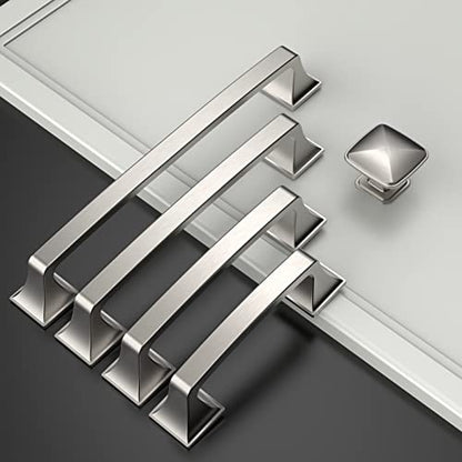 Amerdeco 10 Pack Kitchen Cabinet Handles Brushed Satin Nickel Cabinet Pulls 3.75 Inch(96mm) Hole Center Cabinet Hardware for Bathroom Drawer Pulls Dresser Pulls - color: Brushed Satin Nickel, size: 3.75"/96mm Hole Center