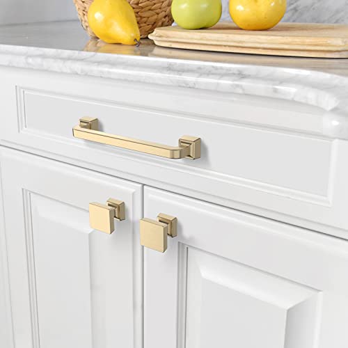 Amerdeco 10 Pack Brushed Gold Cabinet Knobs 1.2" - color: Brushed Gold, size: Knob