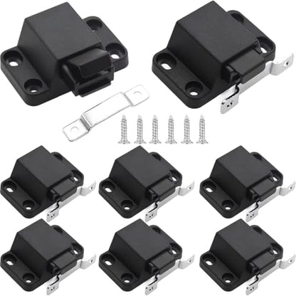 Self-Closing Push to Open Door Latch Cabinet Hardware CBRIVE 8 Pack Push Latches & Lock for Hidden Door Push Release Drawer Pull Tip on Closet Close Touch Locking Strong Pop Out, Black - size: 8 Pack