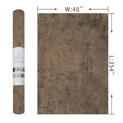 48x354in Extra Wide Concrete Wallpaper Peel and Stick Dark Brown Cement Countertop Contact Paper Waterproof Vinyl Wrap Matte Thick Bubble-Free Design Self-Adhesive Wall Sticker Retro Industrial Style - color: Dark Brown, size: 48" x 354"