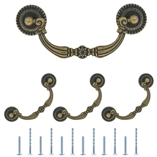 4Pcs 3 Inch Vintage Drop Bail Drawer Pull Handles - size: 2.5 Inch Hole Center