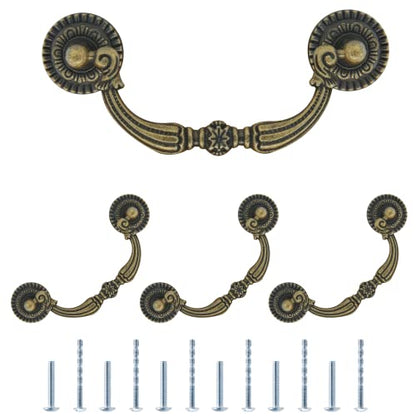 4Pcs 3 Inch Vintage Drop Bail Drawer Pull Handles - size: 2.5 Inch Hole Center