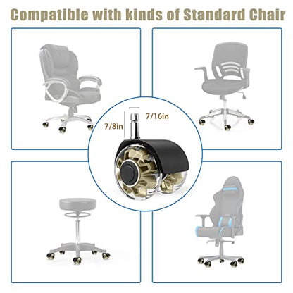 Omyoffice 2" Office Chair Wheels Set of 5, Gold Heavy Duty Chair Caster - color: Gold