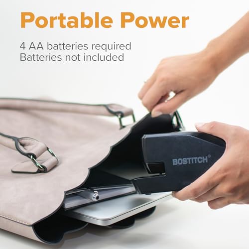 Bostitch Office Portable Electric Stapler, 20 Sheets, AC or Battery Powered, Black (MDS20-BLK) - color: Black