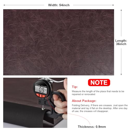 Faux Leather Fabric, Soft Synthetic PU Fabric Material, Thick Durable Synthetic Repholstery Leather Vinyl, Soft Touch Distressed DIY Crafts, Upholstery - Individual 1 Yards Cut 36" x 54"- Dark Purple - color: Dark Purple