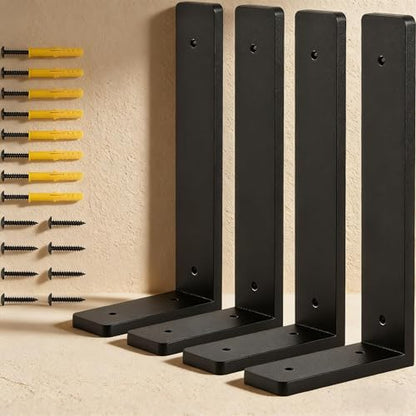 8"x 4"Shelf Brackets, die-cast Formation, Vertical Angle, Premium Alloy Metal Heavy Duty Shelf Bracket, high Strength Mounting Hardware Included, Corner Brace Joint,Pack of 4 ,8 INCH x4 INCH(No Beam) - size: 8 INCH x 4 INCH (No Beam)