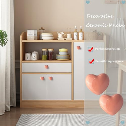 4Pcs Pink Dresser Knobs, Heart Cabinet Knobs and Pulls - color: Pink
