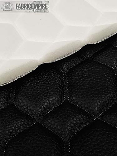 Vinyl Quilted Foam Fabric with 3/8" Foam Backing Upholstery / 52" Wide/Sold by The Yard/FABRIC EMPIRE (Black, Hexagon 3.5") - color: Black, size: Hexagon 3.5"