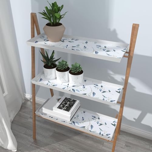 Laatse Light Leaf Floral Wallpaper Peel and Stick 17.5" x 118", White Blue - color: Blue, size: 17.5" x 118"