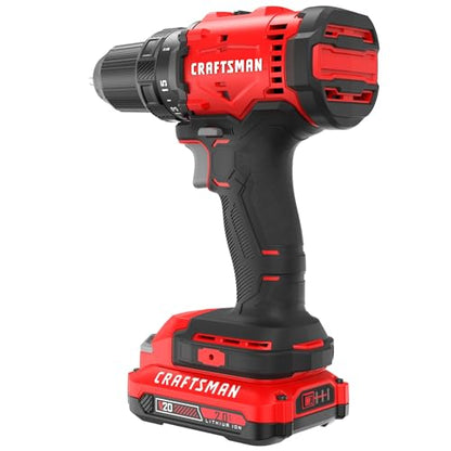 CRAFTSMAN V20 1/2 in Cordless Drill Set With 2.0 Ah Battery, Charger and Double Ended Bit, LED Light, Long Runtime, Ergonomic Power Drill Driver (CMCD702D1) - style: NEW 20V MAX Drill Kit