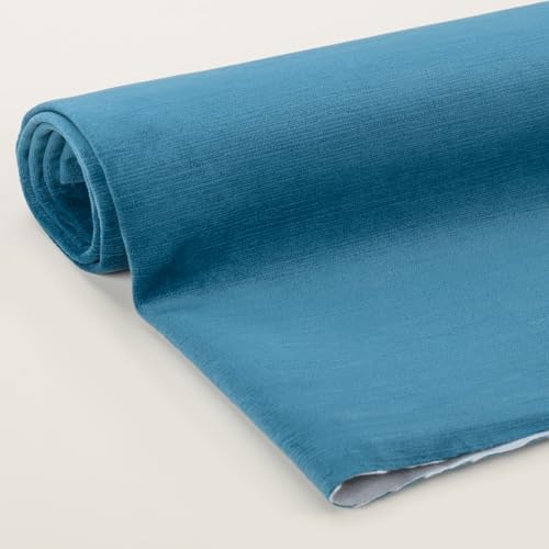 Foamma Benson Textured Microfiber Plain Velvet Upholstery Fabric by The Yard – 56" Wide Soft Fabric Ideal for DIY Sewing, Upholstery, Crafts, Chairs, Sofas and Home Décor - Capri, 1 Yard - color: Capri, size: 1 Yard