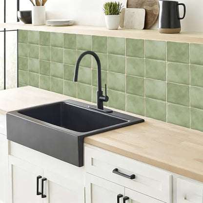 10pcs Peel and Stick Light Green Backsplash Tiles – 7.87in x 7.87in Self-Adhesive Kitchen Wall Tiles, Bathroom Wall Panels, Modern DIY Stick On Tiles, Home Decor - color: Muted green