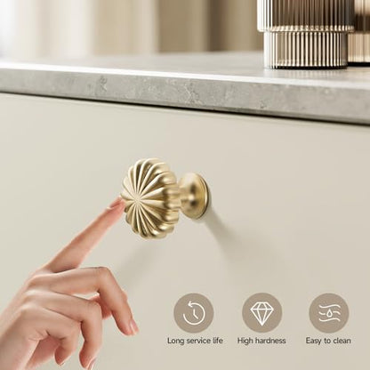 Brushed Gold Cabinet Knobs，10 Pack Solid Drawer Pulls for Dressers - color: Brushed Gold