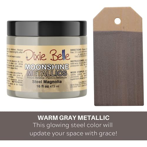 Dixie Belle Paint Company Moonshine Metallics - Steel Magnolia (16oz) - color: Steel Magnolia, style: 16 Fl Oz (Pack of 1)