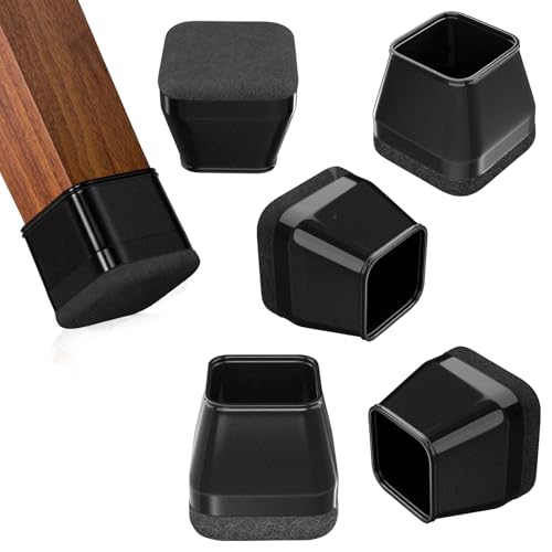 BAIPOK 16Pcs Square Chair Leg Floor Protectors with Thickened Felt Pads - color: Black, size: Large
