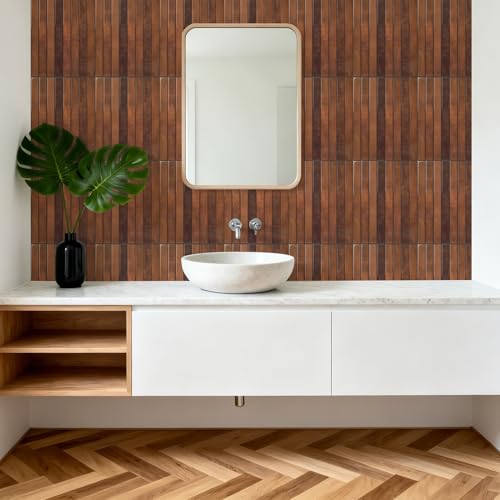 WOWSTAR 10-Sheet Thickened Peel and Stick Backsplash for Kitchen, Back Splashes Stick on Tile, Waterproof Wall Tiles, Terracotta - color: Terracotta