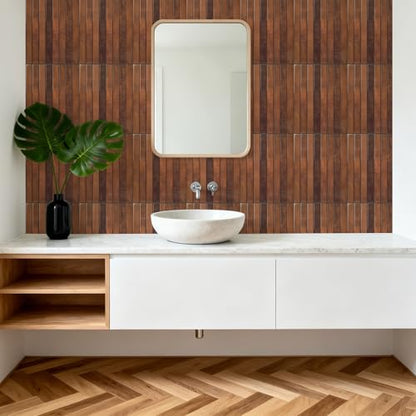 WOWSTAR 10-Sheet Thickened Peel and Stick Backsplash for Kitchen, Back Splashes Stick on Tile, Waterproof Wall Tiles, Terracotta - color: Terracotta
