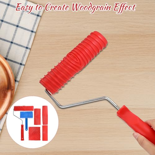 6 PCS Wood Grain Tool, 7 Inch Wood Grain Painting Tool with Handle DIY