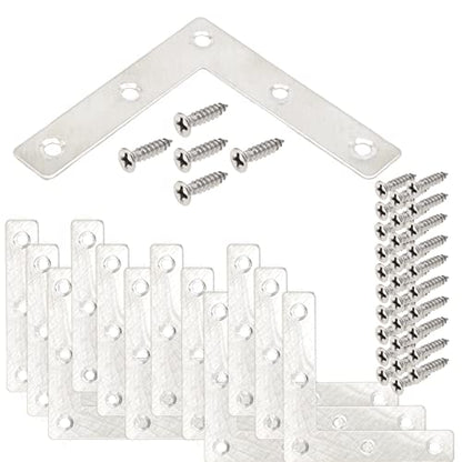 20-Pack Stainless Steel L-Shape Corner Brace 3.15x3.15Inch for Wood - size: Silver 80x80 mm