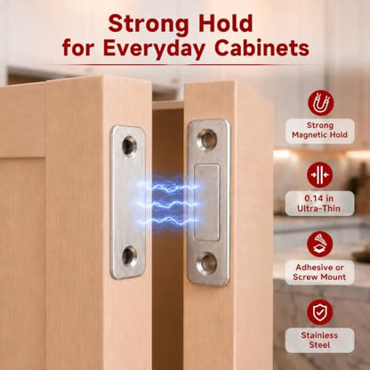 Cabinet Magnets for Closure, 4 Pack Ultra-Thin Cabinet Door Magnets