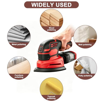 Mouse Sander Sandpaper with Extra 2 Tips for Replacement, 50PCS 60 80 120 150 220 Grit Sandpaper Assortment, Sanding Sheets for Black and Decker Mouse Sanders