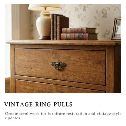 Antique Bronze Ring Pull Handles 8 Pack, Single Hole Drawer Pulls - color: Antique Bronze